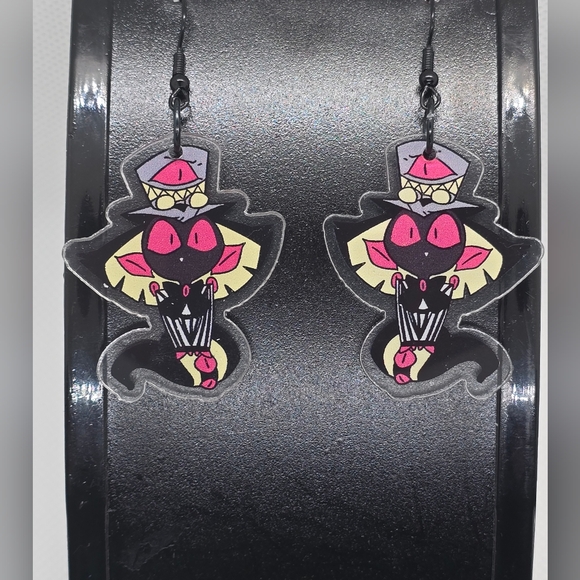 SIR PENTIOUS - Hazbin Hotel Inspired Dangle Earrings! Handmade! Hypo-Allergenic - Picture 1 of 3